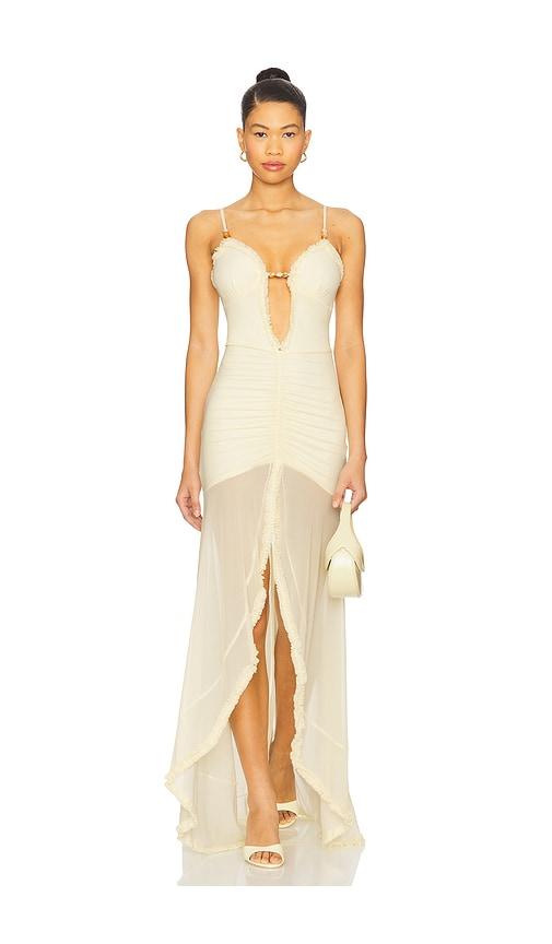 runaway the label kiata maxi dress in lemon.