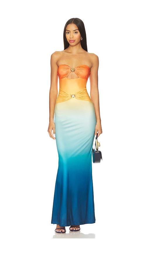 runaway the label kleo maxi dress in orange.