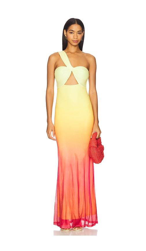 runaway the label kyree maxi dress in yellow.
