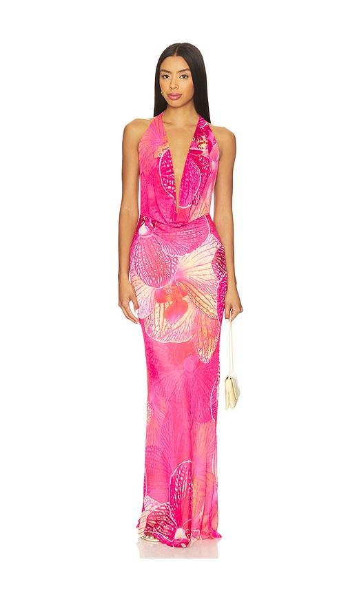 runaway the label lexie maxi dress in pink.