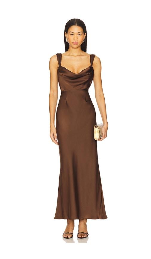 runaway the label margot maxi dress in chocolate.