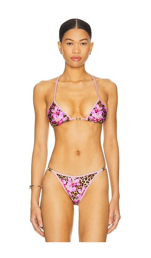 runaway the label miami bikini top in pink.