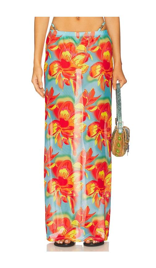 runaway the label miami maxi skirt in blue,red.