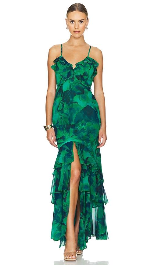 runaway the label namari maxi dress in green.