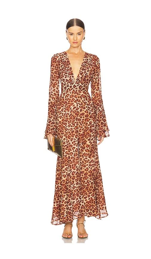 runaway the label sari maxi dress in brown.