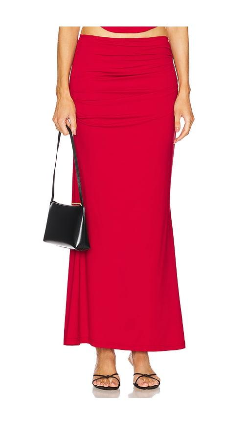 runaway the label terrie maxi skirt in red.