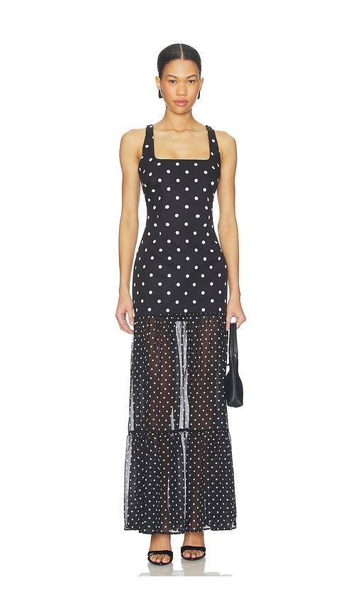 runaway the label tillie sheer bottom maxi dress in black.