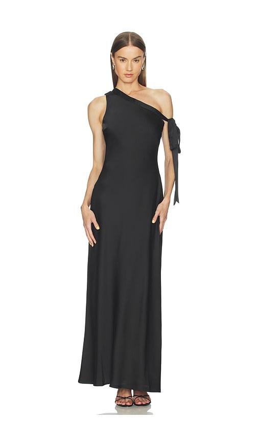 runaway the label viola one shoulder maxi dress in black.