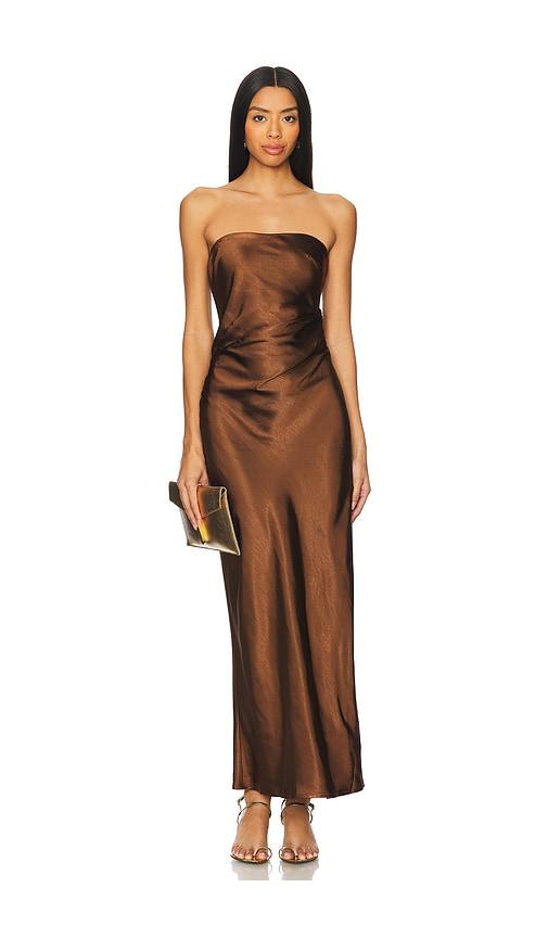 runaway the label x revolve kristine dress in chocolate.