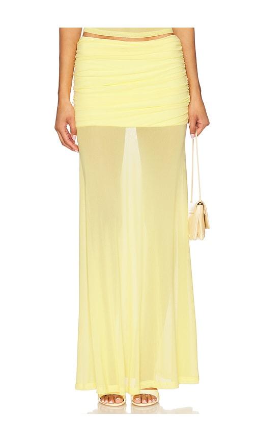 runaway the label x revolve meila maxi skirt in yellow.
