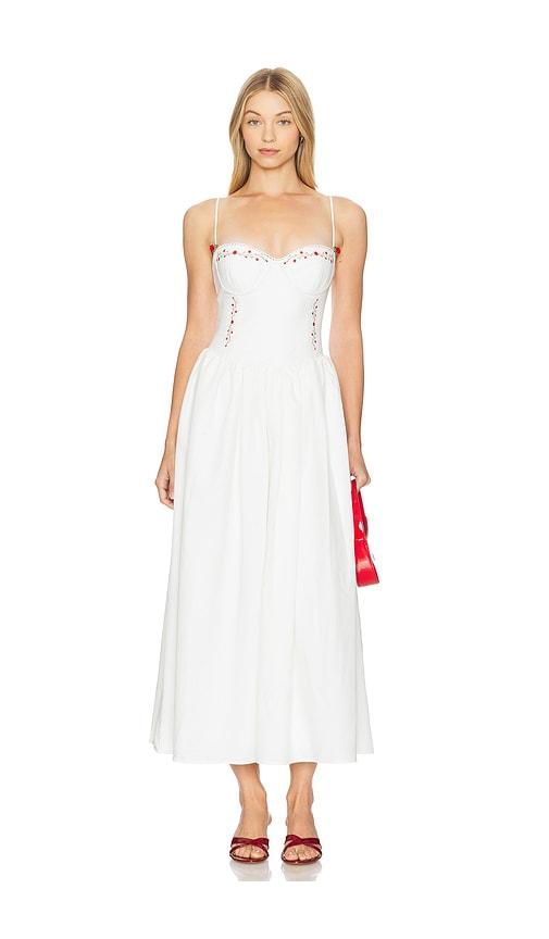 runaway the label zarita midi dress in white.