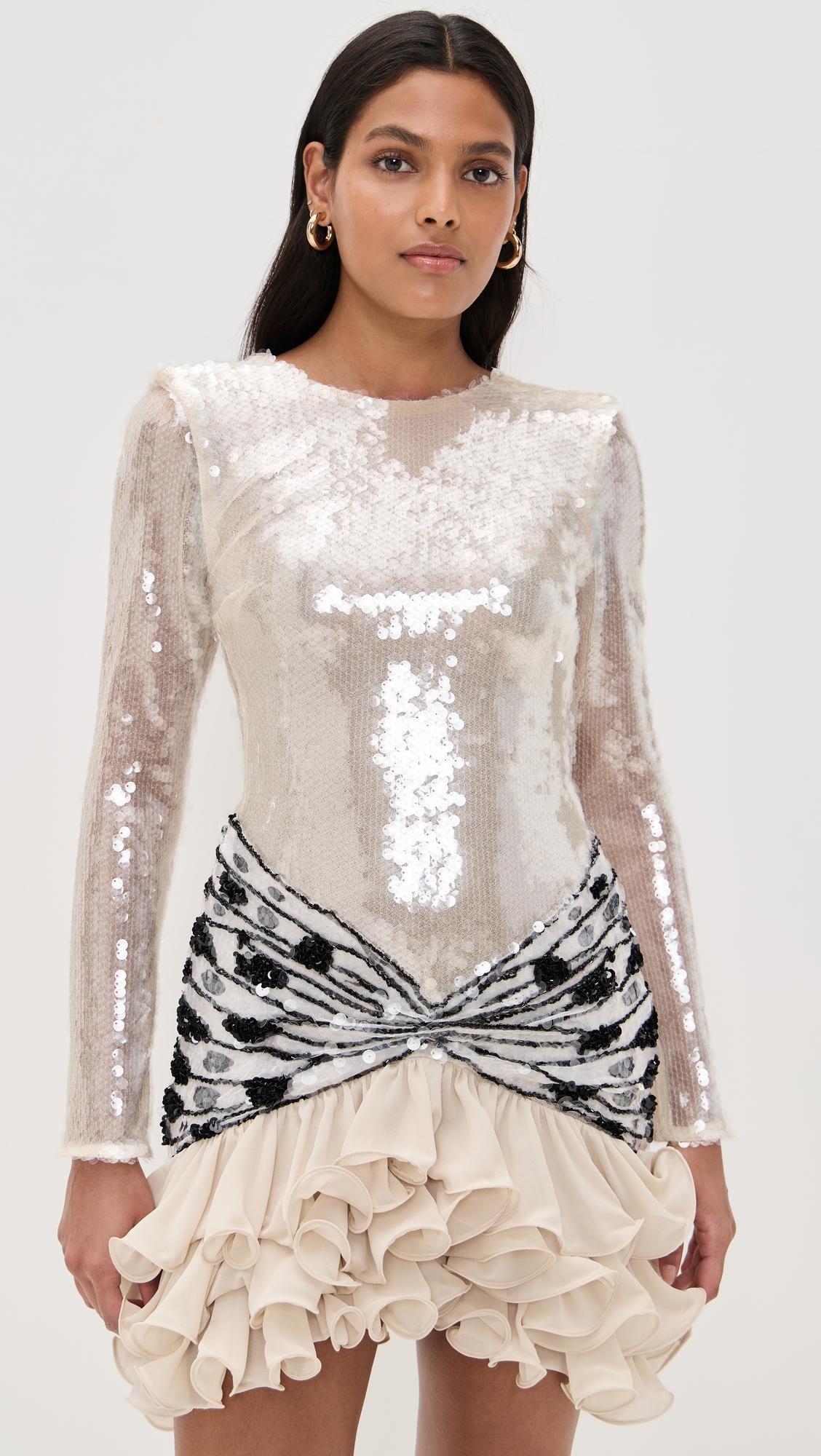 runway sequin long sleeve mini dress