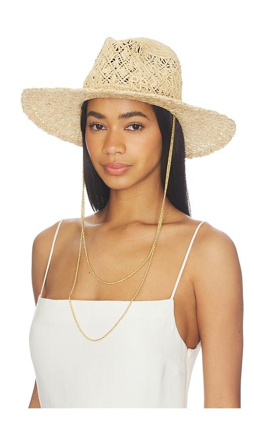 ruslan baginskiy cut out double chain strap fedora hat in neutral.