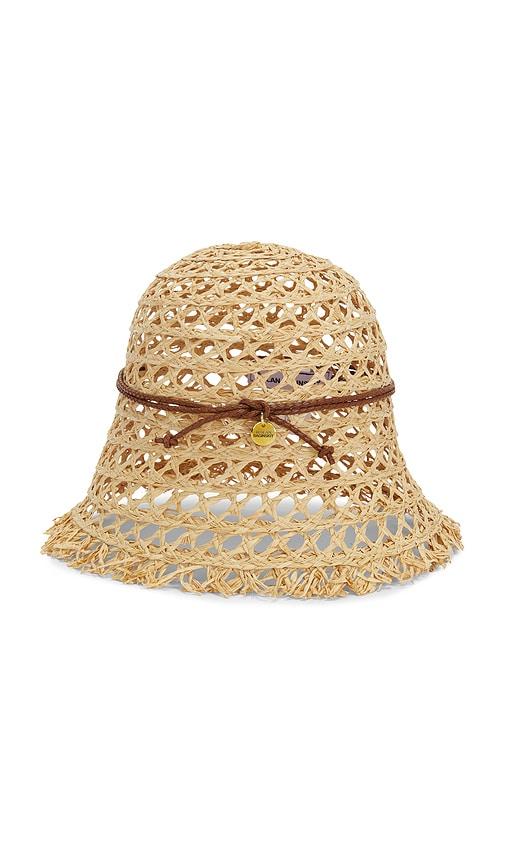 ruslan baginskiy cut out straw bucket hat in beige.