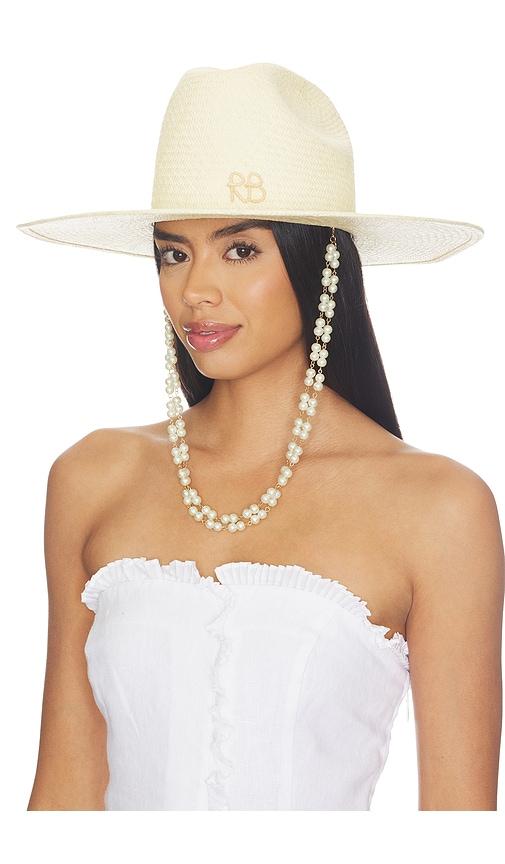 ruslan baginskiy double chain strap cowboy hat in cream.