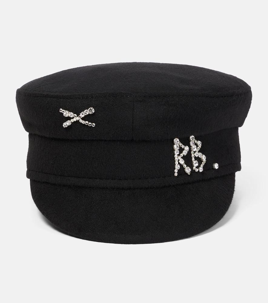 ruslan baginskiy embellished wool baker boy cap