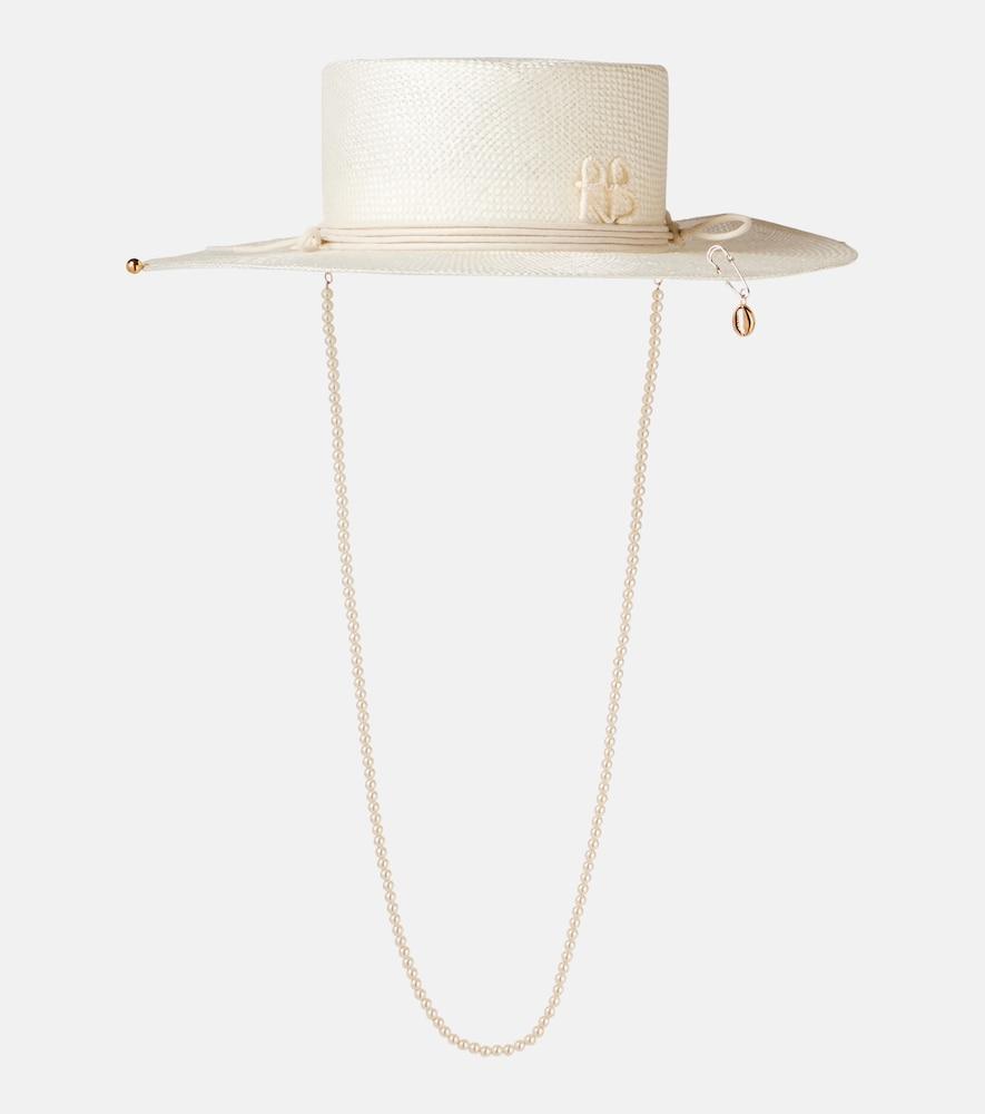 ruslan baginskiy logo embellished straw hat