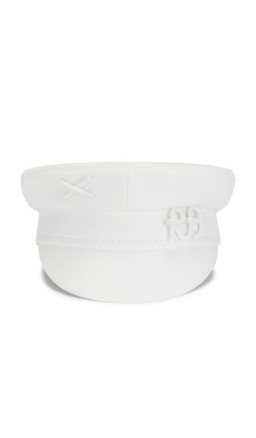 ruslan baginskiy monogram-embellished baker boy cap in white.
