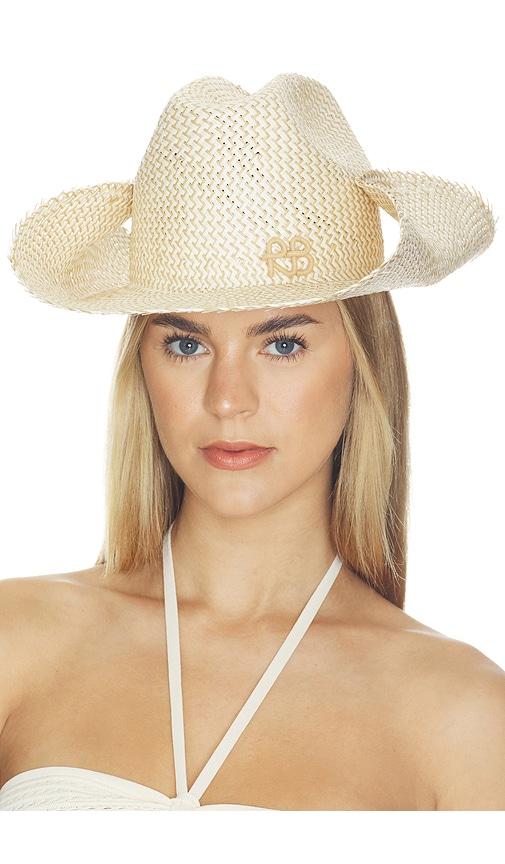 ruslan baginskiy monogram-embellished straw cowboy hat in beige.
