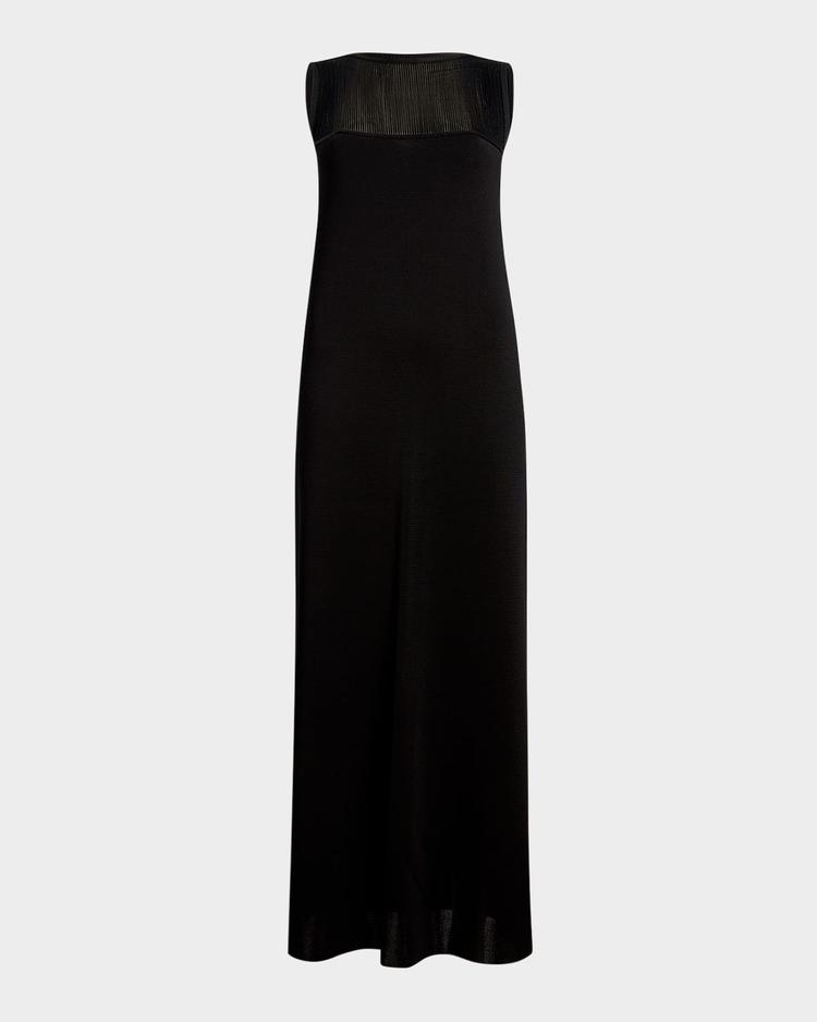 ruslan fringe yoke sleeveless column gown