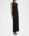 ruslan fringe yoke sleeveless column gown