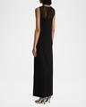 ruslan fringe yoke sleeveless column gown