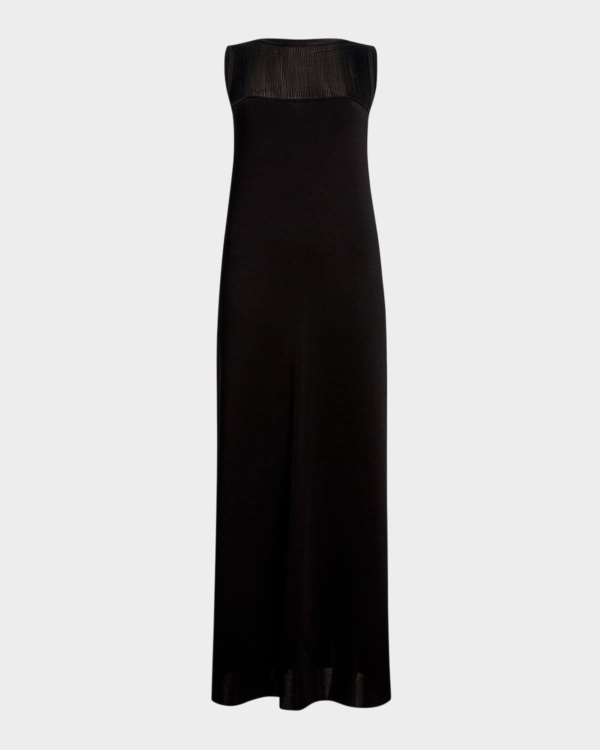 ruslan fringe yoke sleeveless column gown