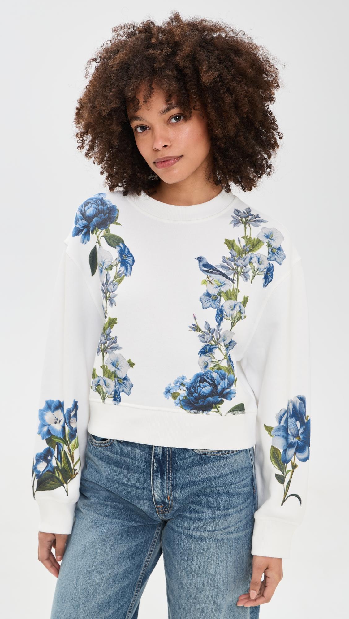 russell embellished relaxed crew neck sweatshirt