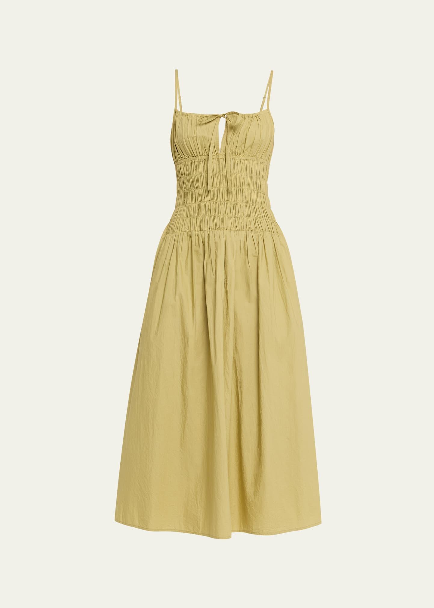 russo smocked cotton midi dress