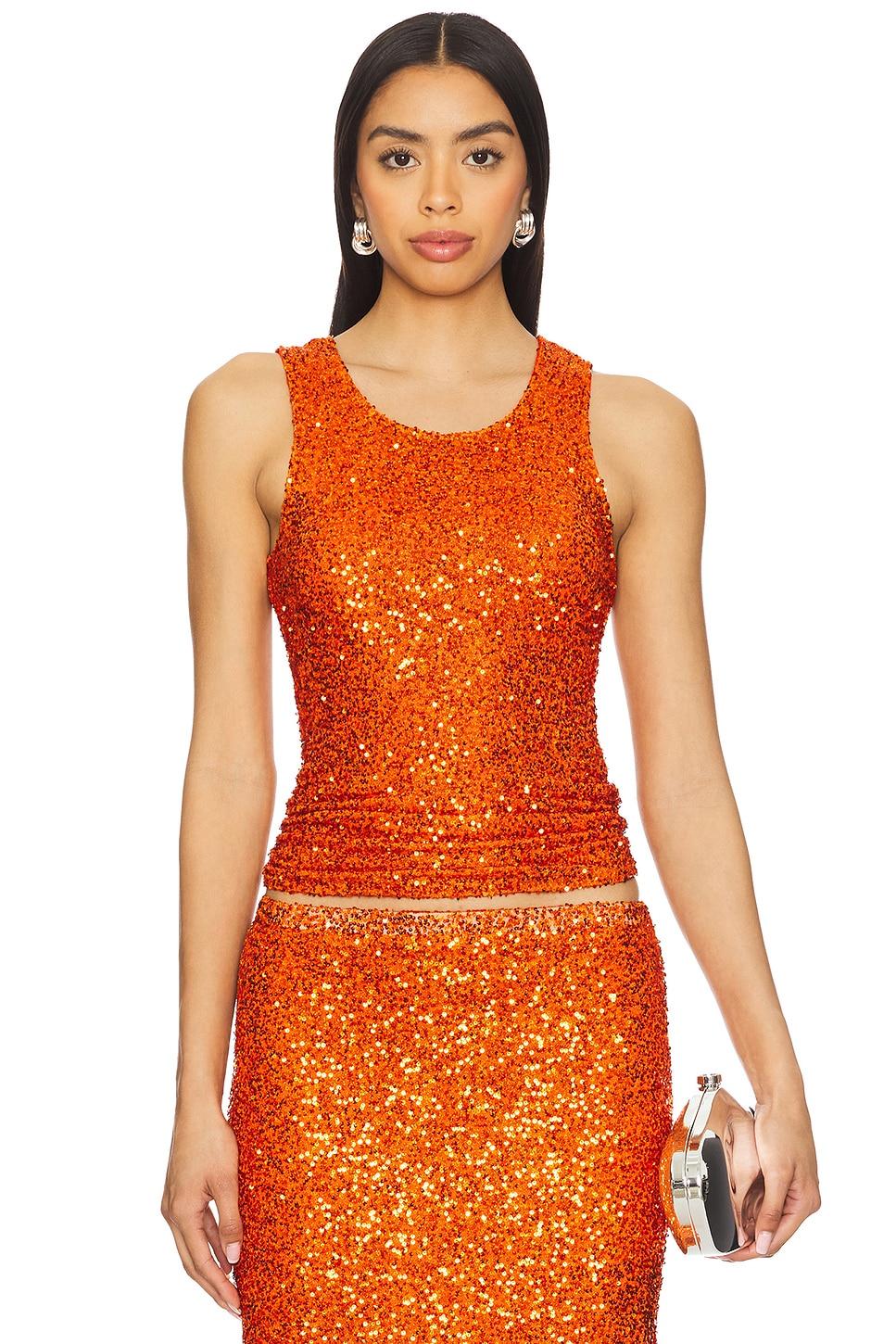 rust sequin tank top