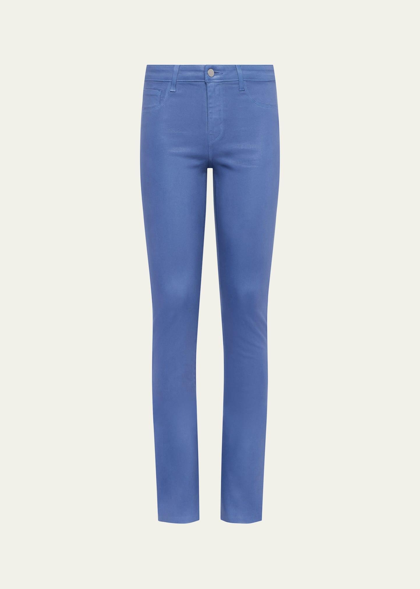 ruth high-rise coated straight raw hem jeans