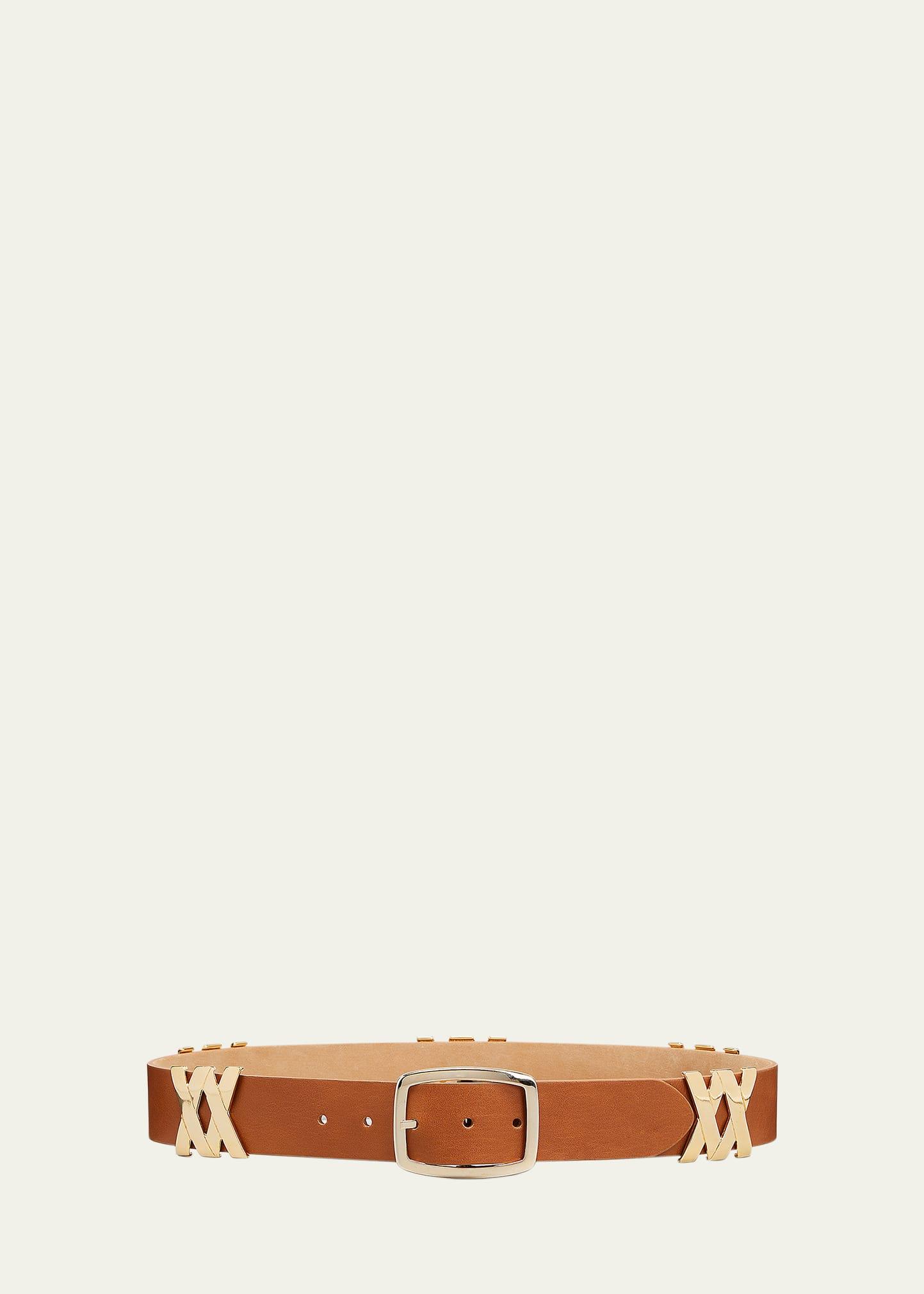 ryan golden leather buckle belt