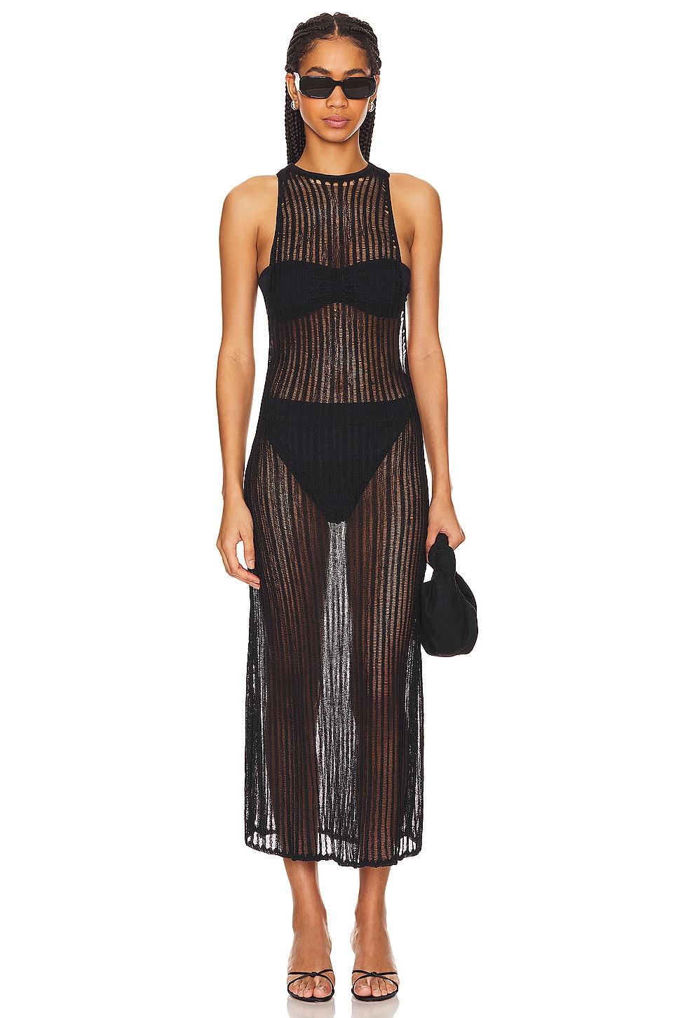 ryclen open knit midi dress