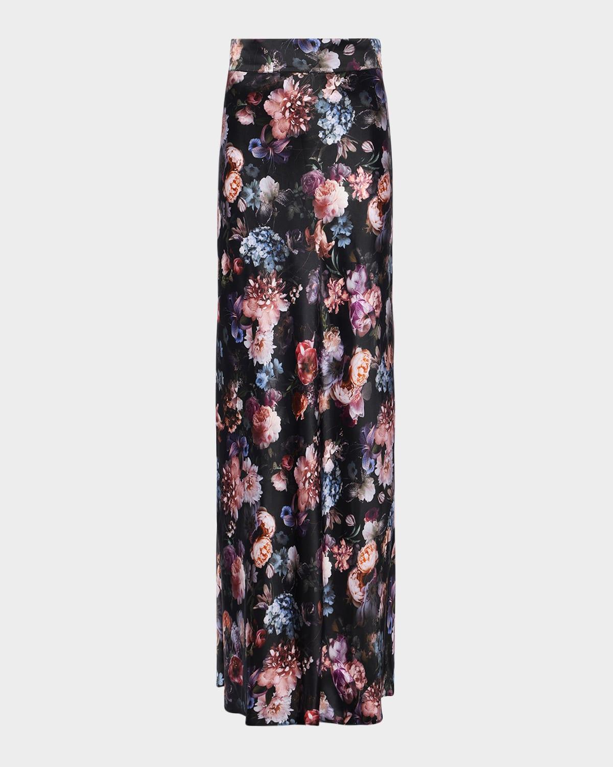 ryker bias-cut floral silk skirt