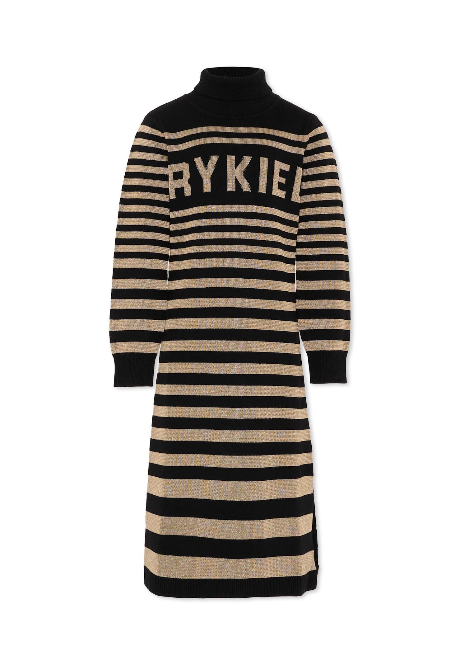 rykiel enfant black dress for girl with logo