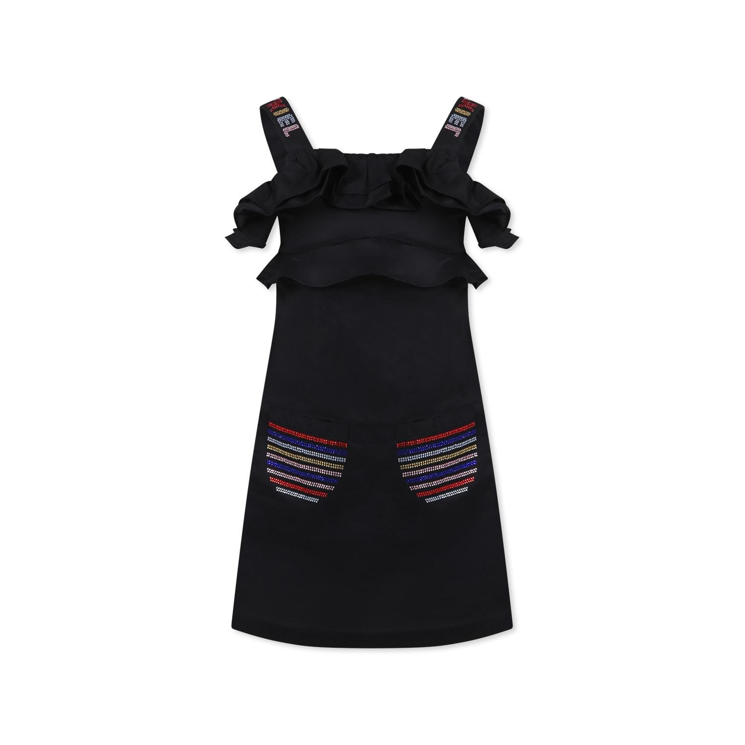 rykiel enfant black dress for girl with logo