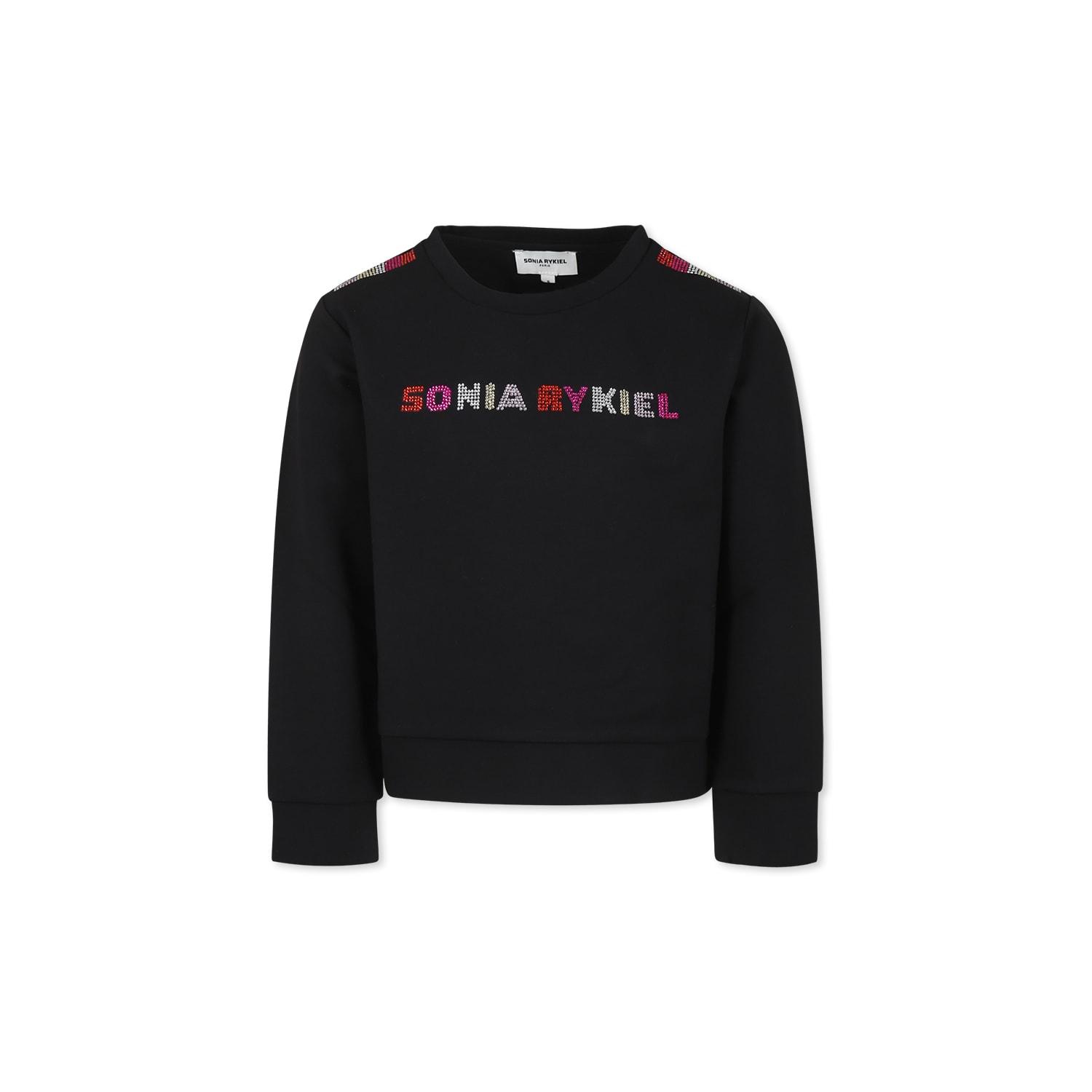 rykiel enfant black sweatshirt for girl with logo