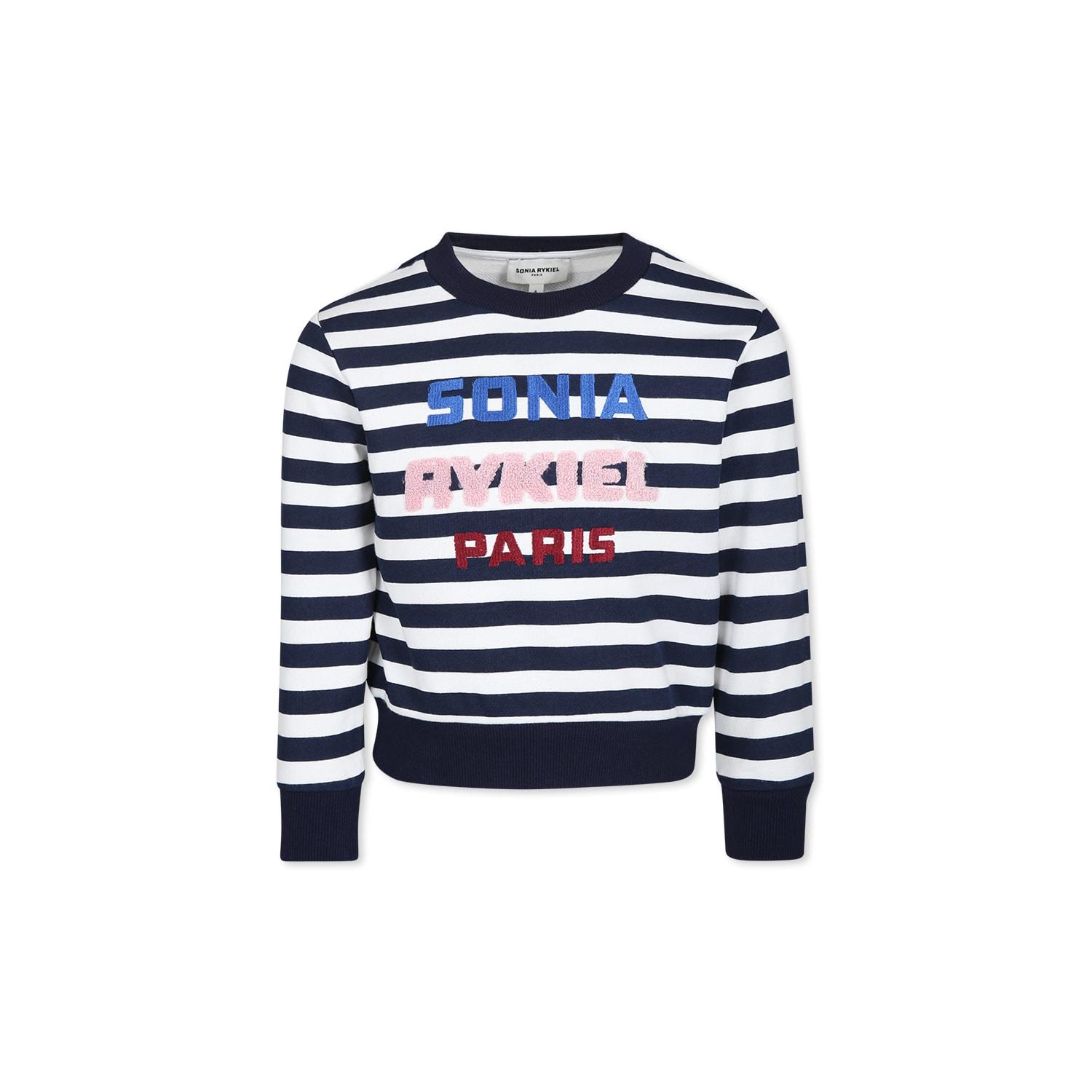 rykiel enfant blue sweatshirt for girl with logo