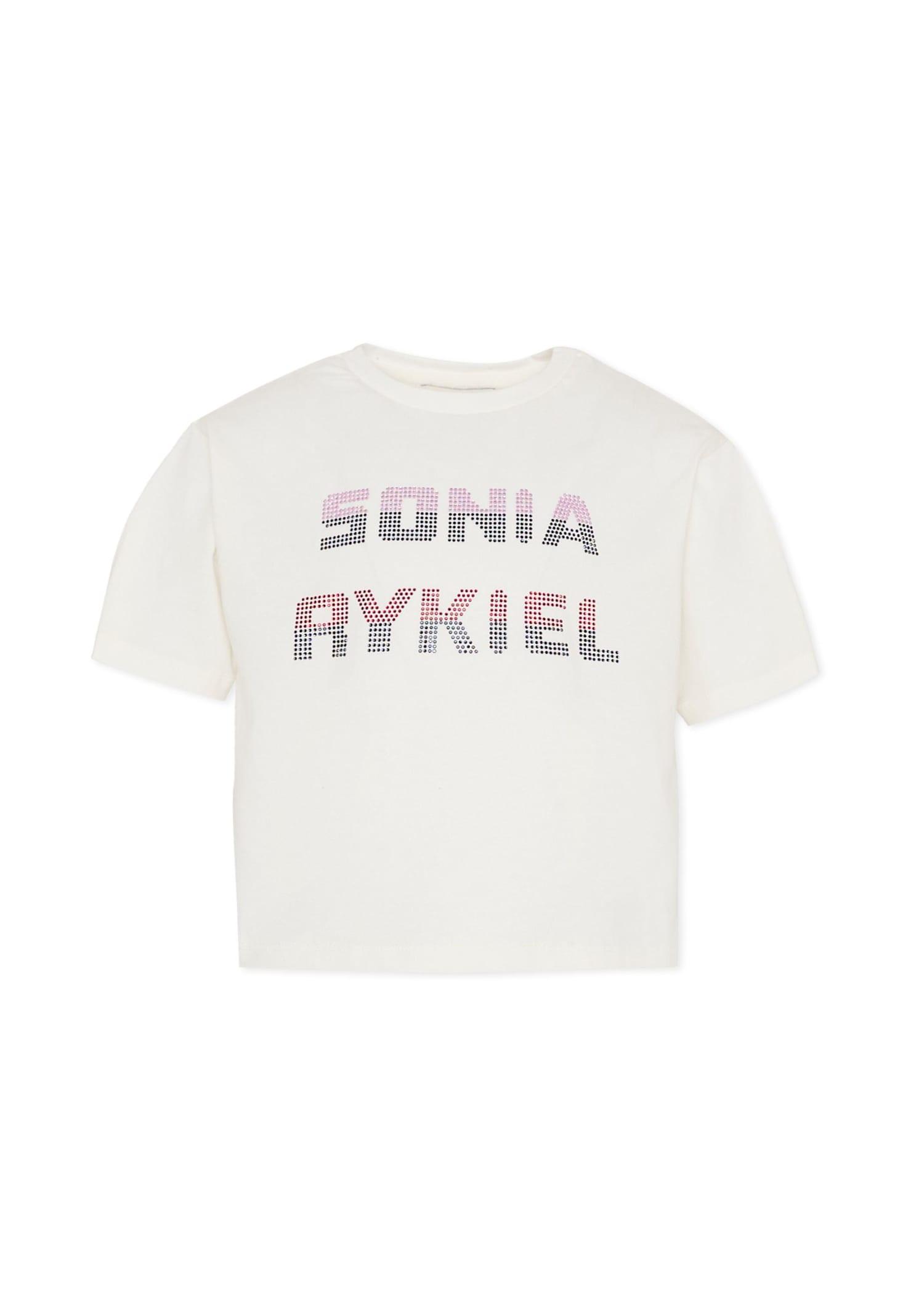 rykiel enfant ivory t-shirt for girl with logo