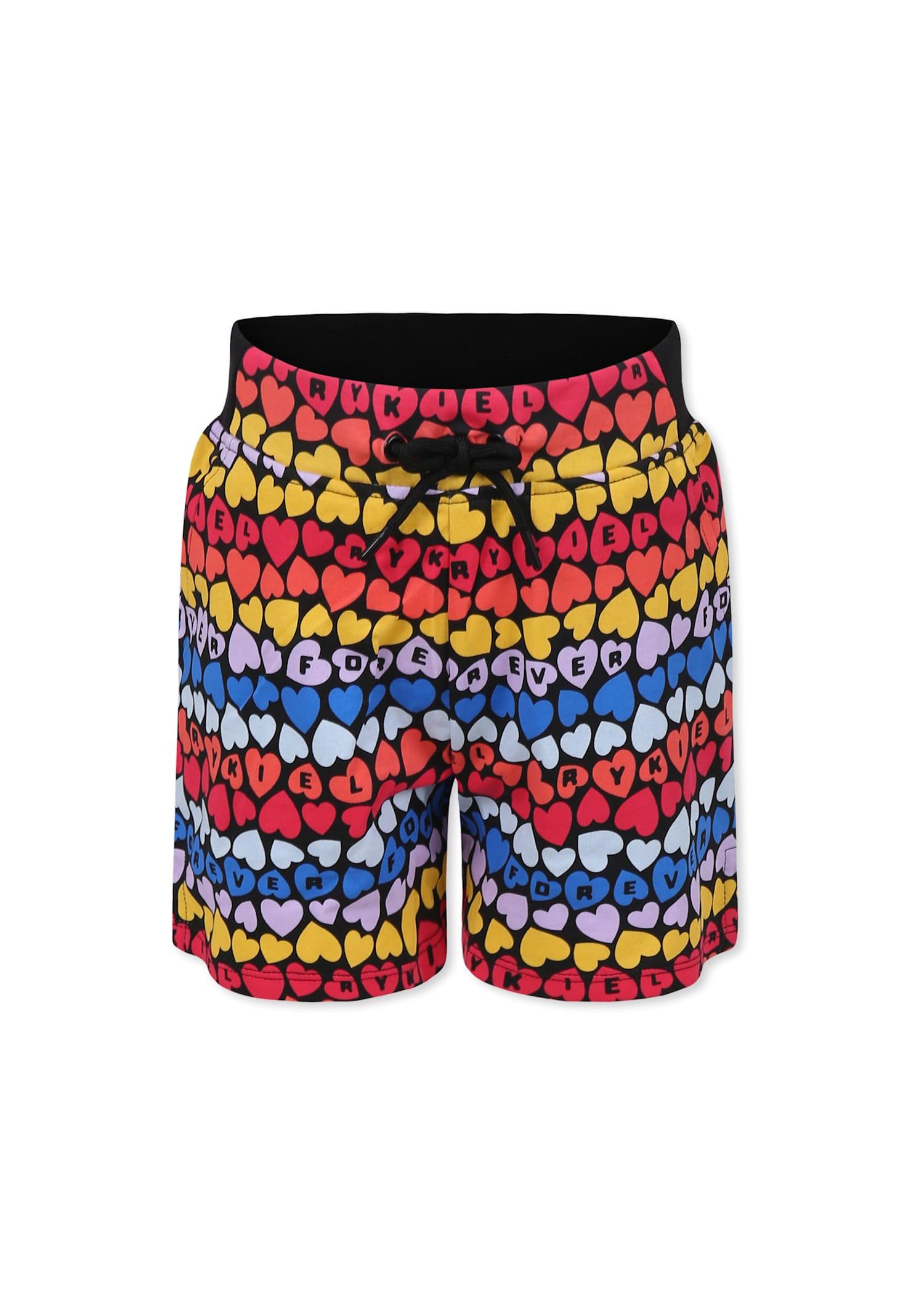 rykiel enfant multicolor shorts for girl with hearts