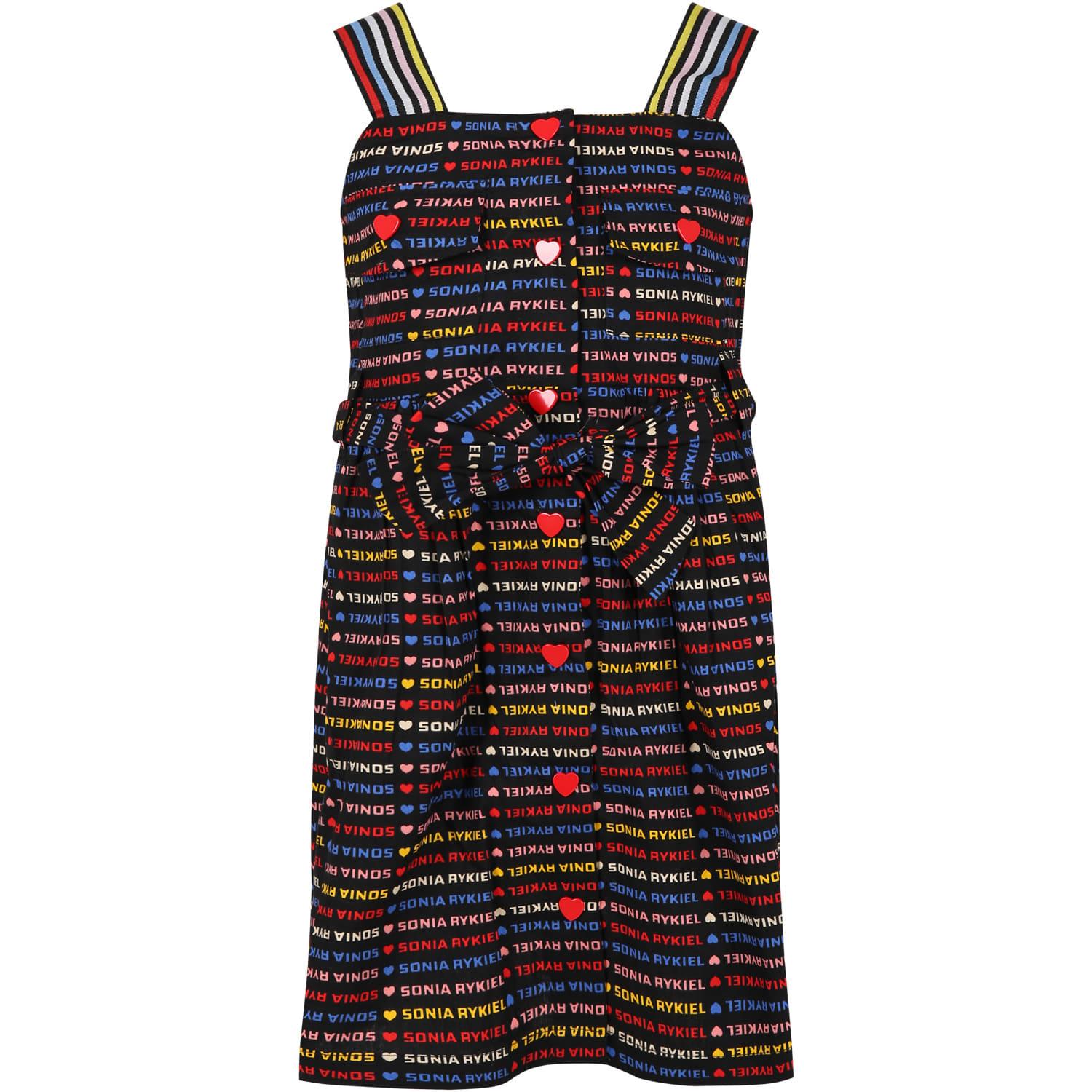 rykiel enfant multicolor skirt for girl with hearts and logo