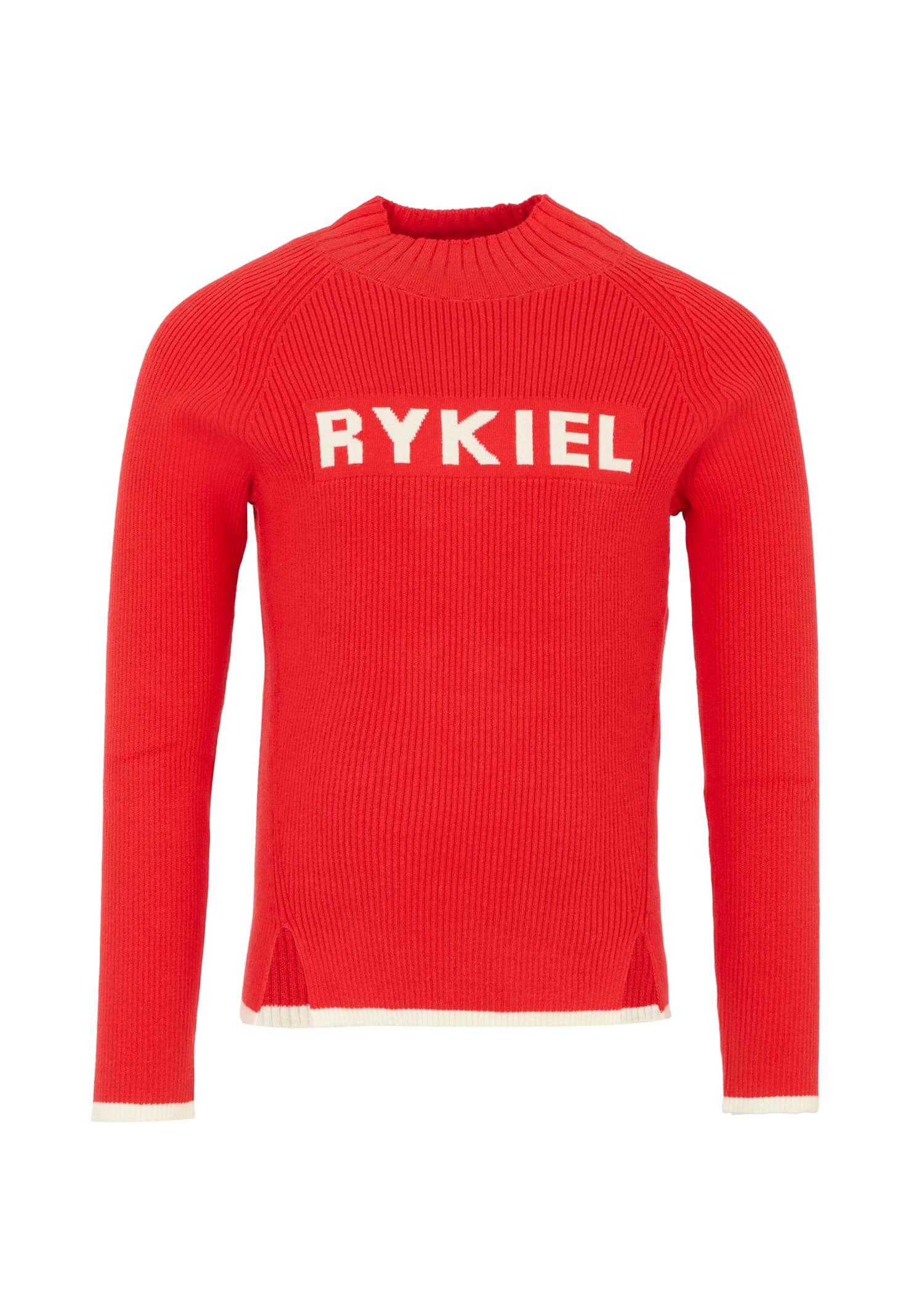 rykiel enfant red sweater for girl with logo