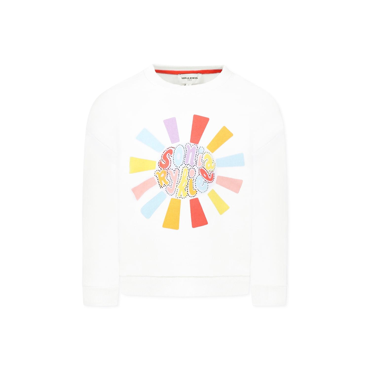 rykiel enfant white sweatshirt for girl with logo