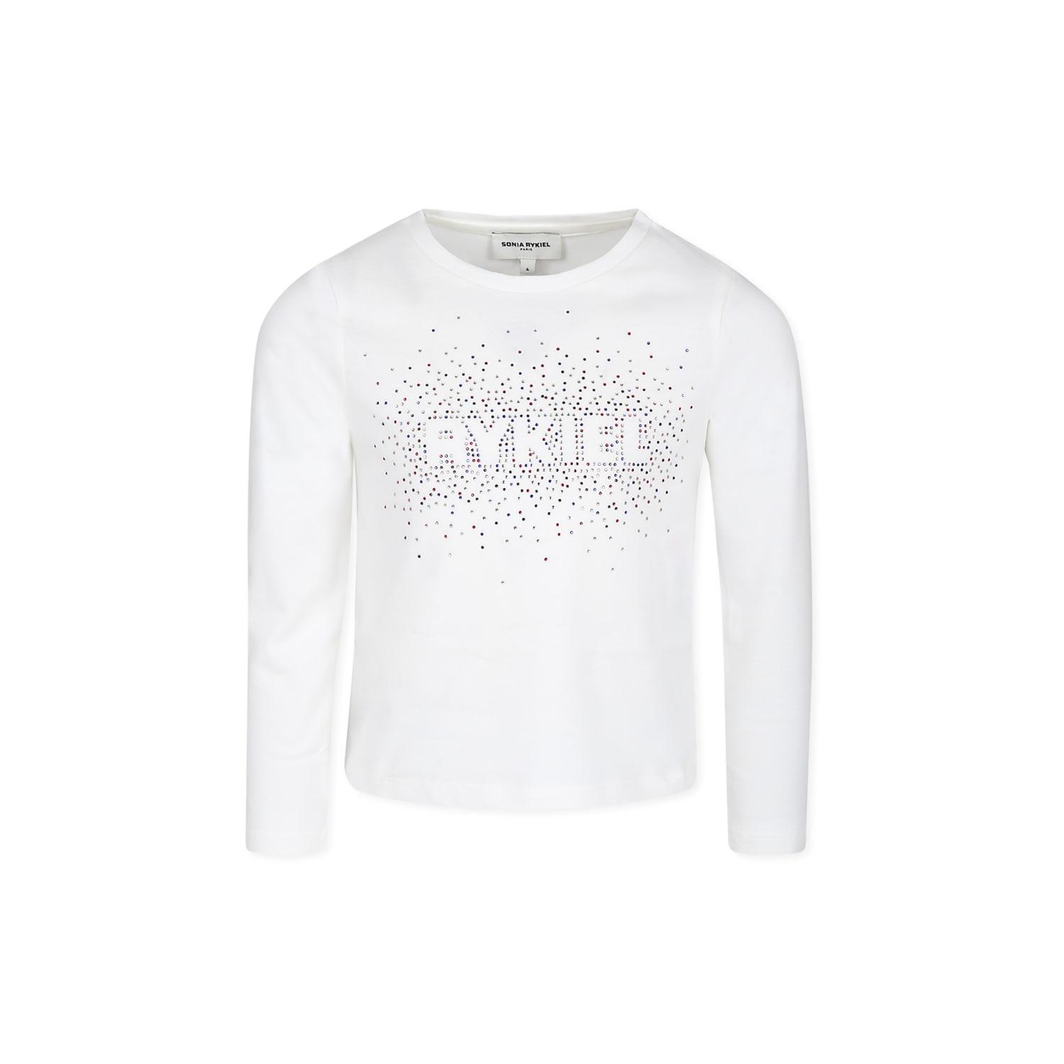 rykiel enfant white t-shirt for girl with logo