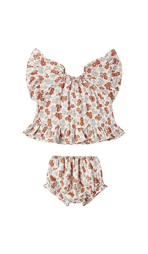 rylee + cru butterfly top & bloomer set in baby blue,rust.