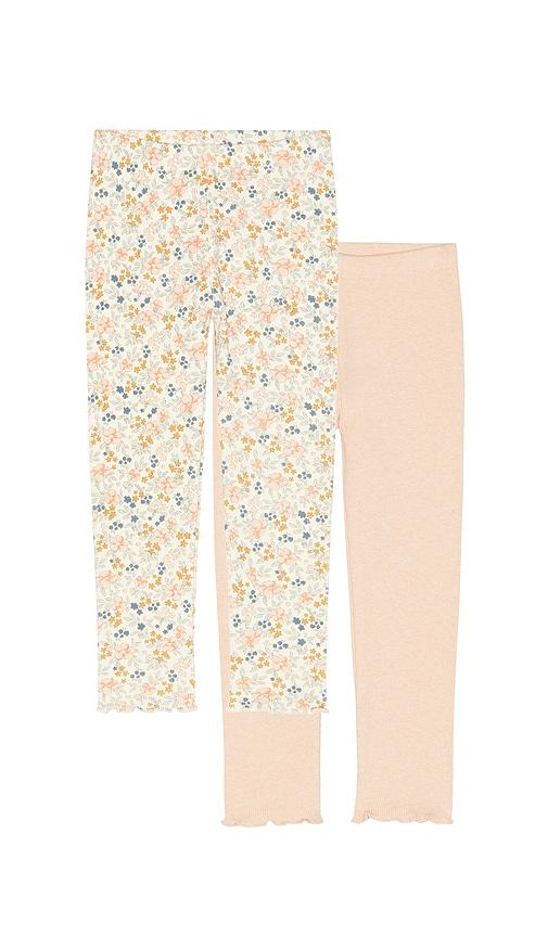 rylee + cru ribbed legging set in beige,blush.