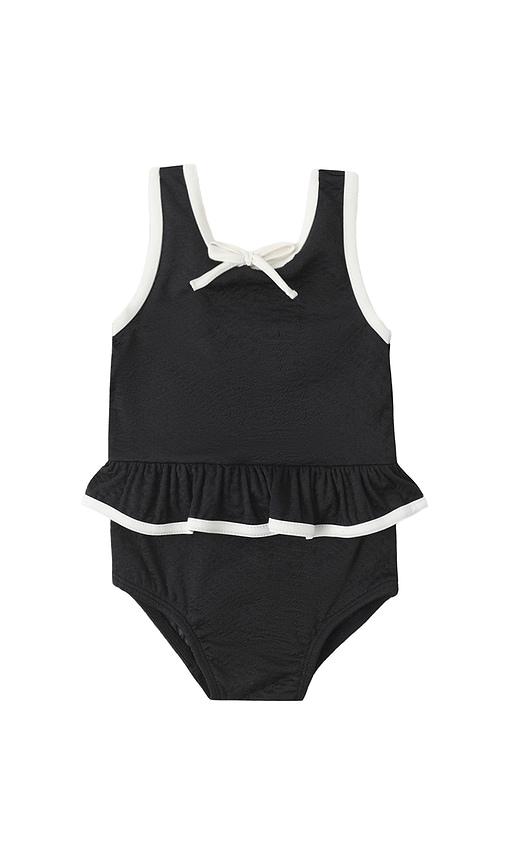 rylee + cru skirted one piece in black.