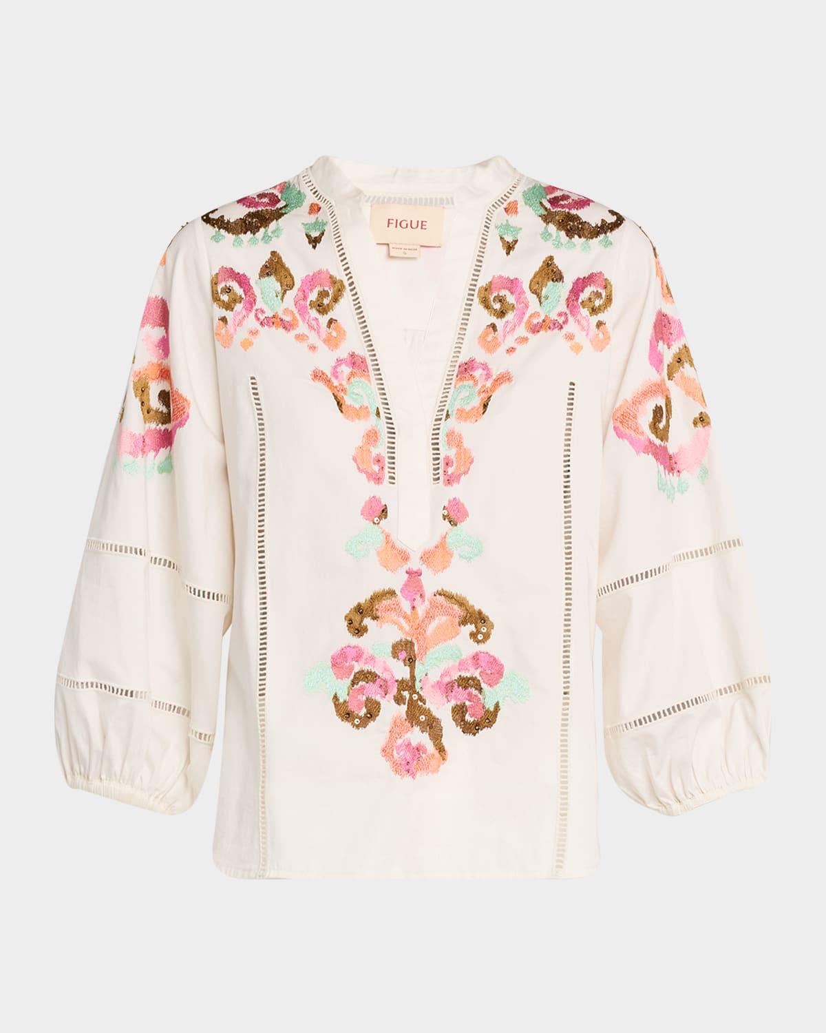 rylie embroidered peasant top