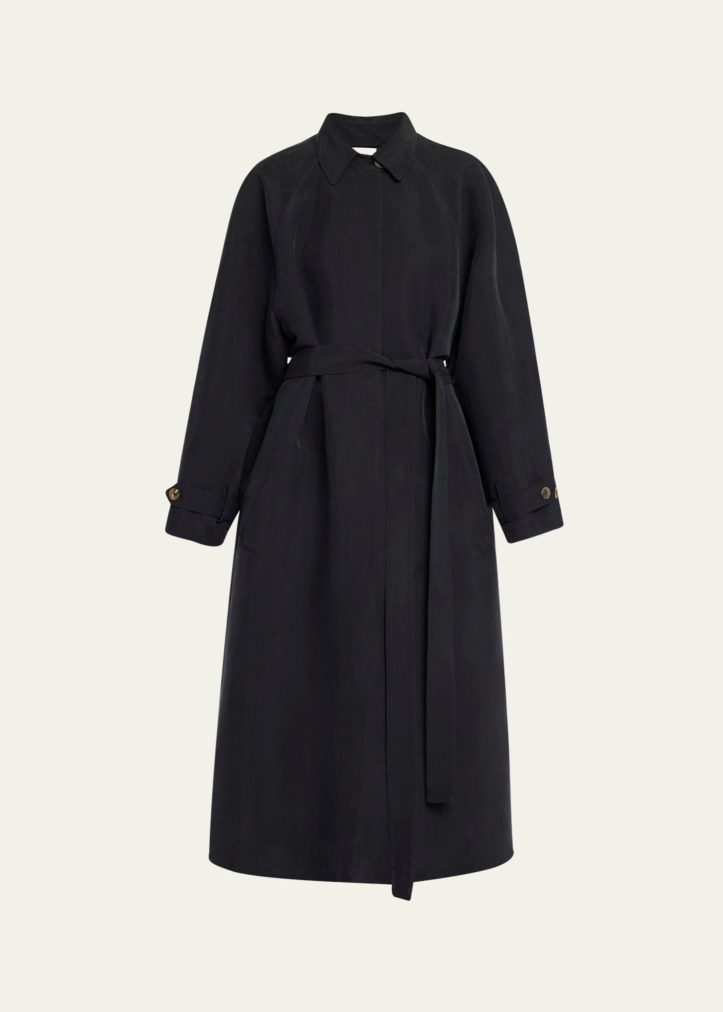 ryo beled long silk trench coat