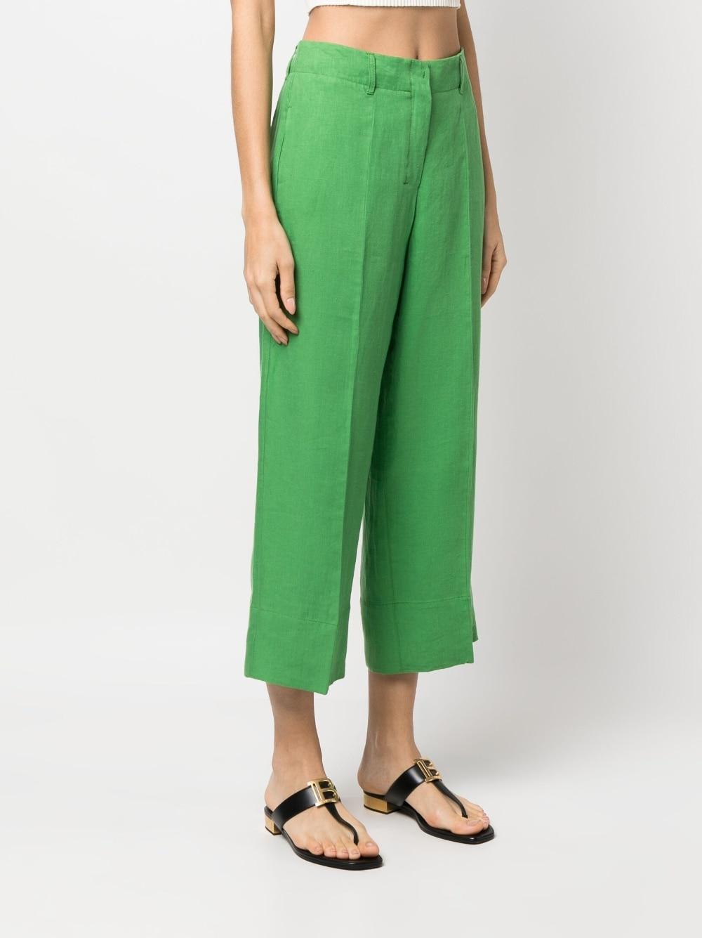 s max mara trousers green linen - women